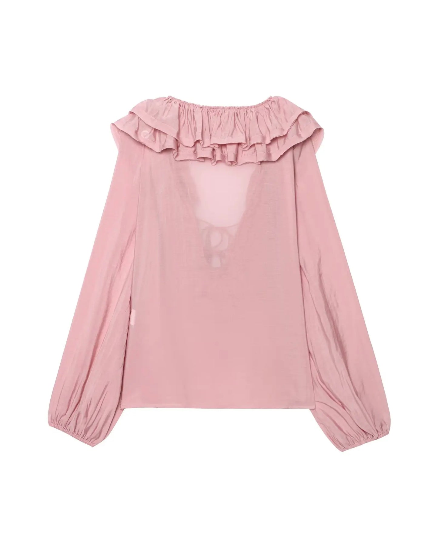 Women Fashion Long Sleeve V Neck Tierred Ruffles Loose Blouse Female Solid Color Casual Shirts Blusas Chic Tops LS6317
