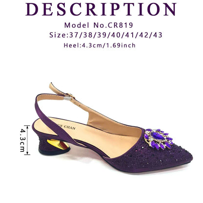 Fashionable Red Color Pointed Top Ladies Shoes Matching Bag Set For Nigerian Women Wedding Party Pump