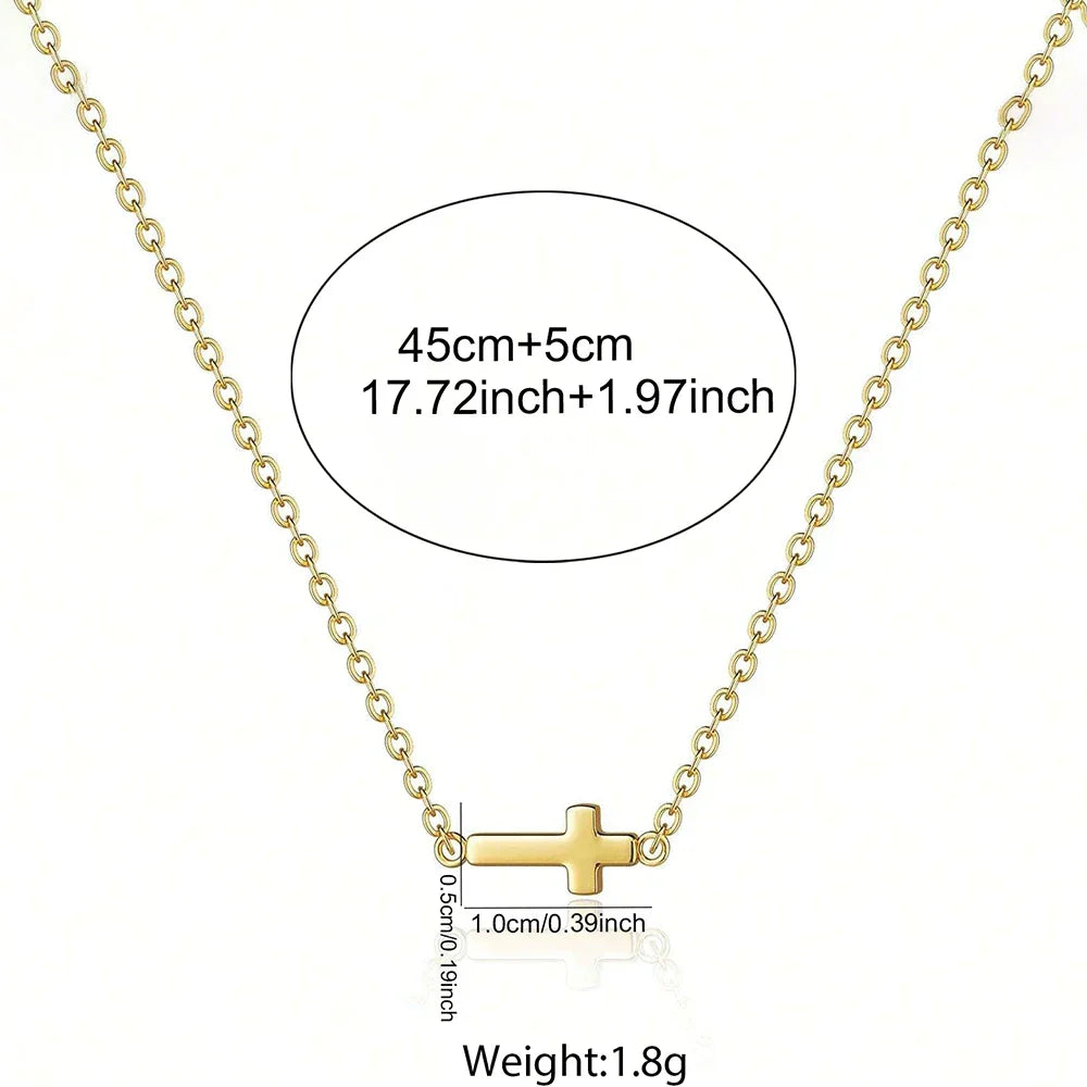 Stainless Steel Delicate Vintage Cross Pendant Necklace Simple Fashion Faith For Women Jewelry Daily Commuter With
