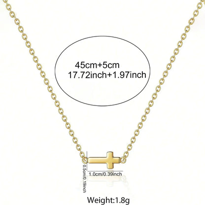Stainless Steel Delicate Vintage Cross Pendant Necklace Simple Fashion Faith For Women Jewelry Daily Commuter With