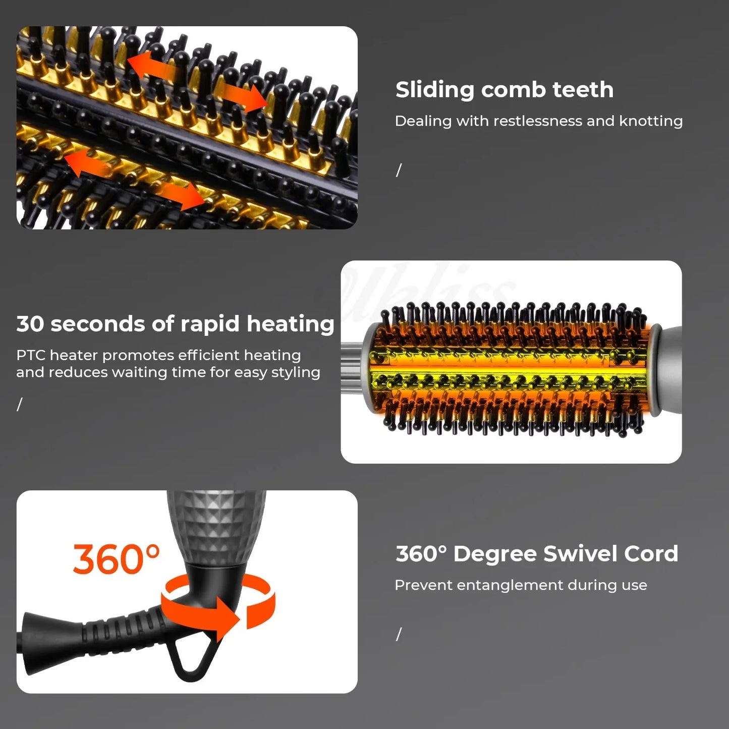 Double PTC Curling Iron Brush Ceramic Ionic Hair Curler Straightener Anti-Scald Volumizing Hair Heated Brush Electric Hot Comb