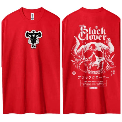 Black Clover T-shirt Men's Pure Cotton Casual  Round Neck T-shirt Short Sleeve Clothing Summer Sports Casual Short Sleeve Top