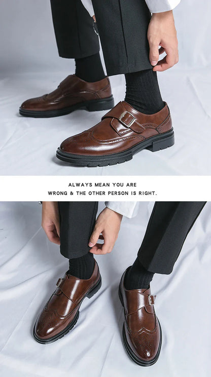 Fashion Formal Wedding Shoes Men Trend Casual Business Leather Shoes For Men High Quality Social Brogues Leather Shoes Male