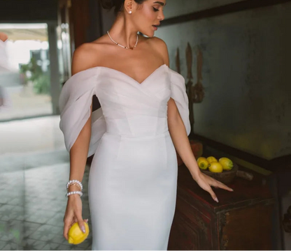 Elegant Sweetheart Mermaid Wedding Dress Women White Off The Shoulder Open Back Bridal Gown Train Vestidos De Novia Customized