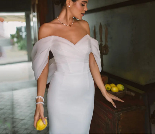 Elegant Sweetheart Mermaid Wedding Dress Women White Off The Shoulder Open Back Bridal Gown Train Vestidos De Novia Customized