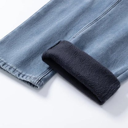 New Men's Light Business Micro Stretch Straight Fit Denim Pants Vintage Distressed All Season Wearable Long Pants