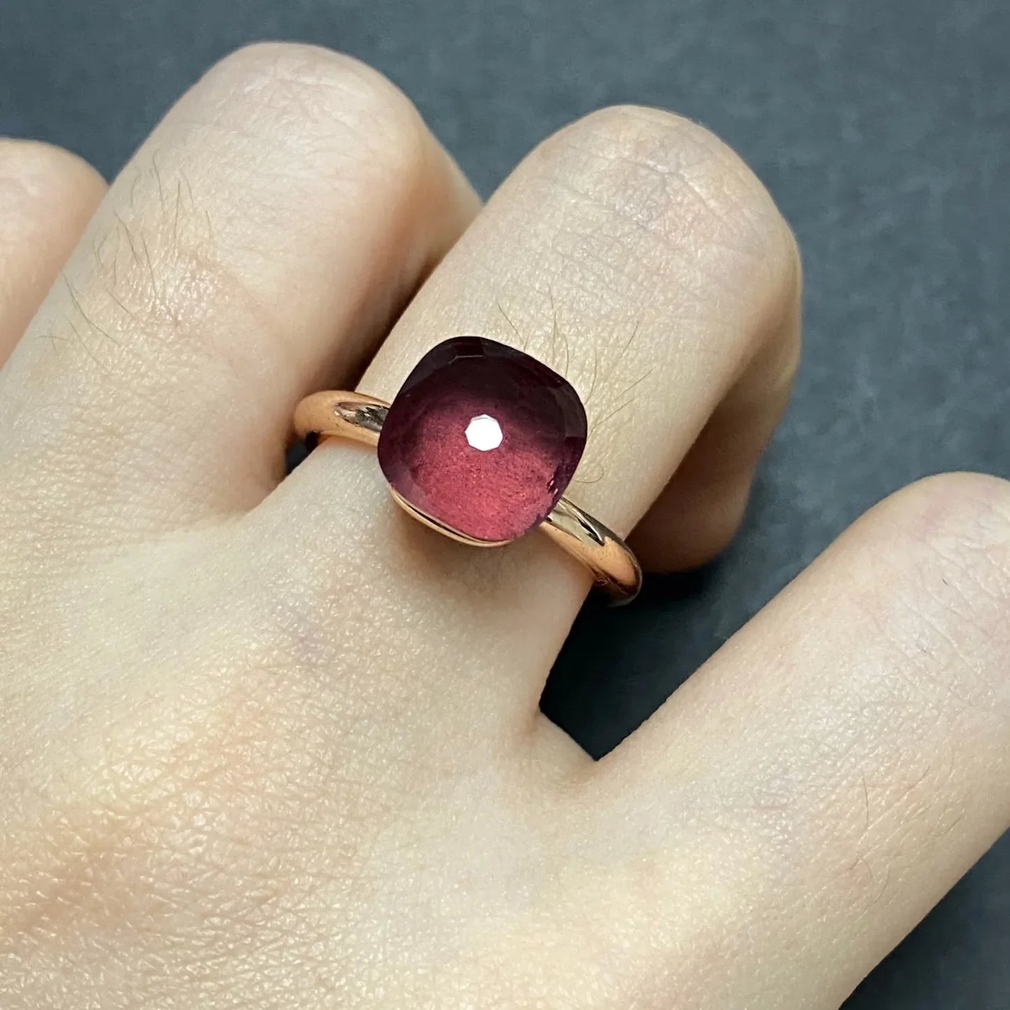 Stylish Purple Crystal Rose Gold Plated Candy Ring 30 Colors Simple Candy Color Jewelry Gift for Women Valentine's Day