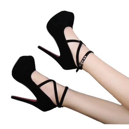 Sexy Classic High Heels Women's Sandals Summer Shoes Ladies Strappy Pumps Platform Heels Woman Ankle Strap Shoes Sizes 34-42