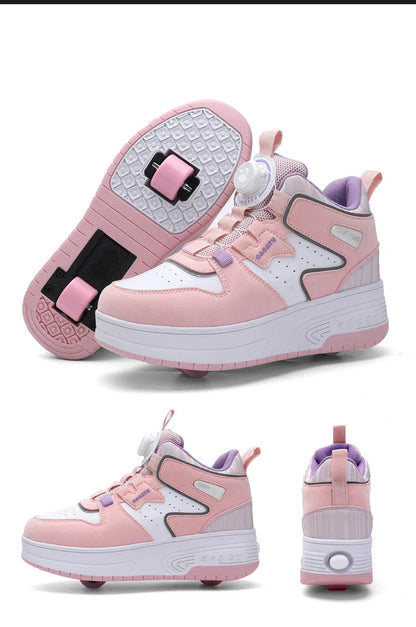 Children Junior Roller Skate Shoes Kids Sneakers with Two Boys Girls Wheels Shoes Running Adult Casual Boys Shoes size 31-42