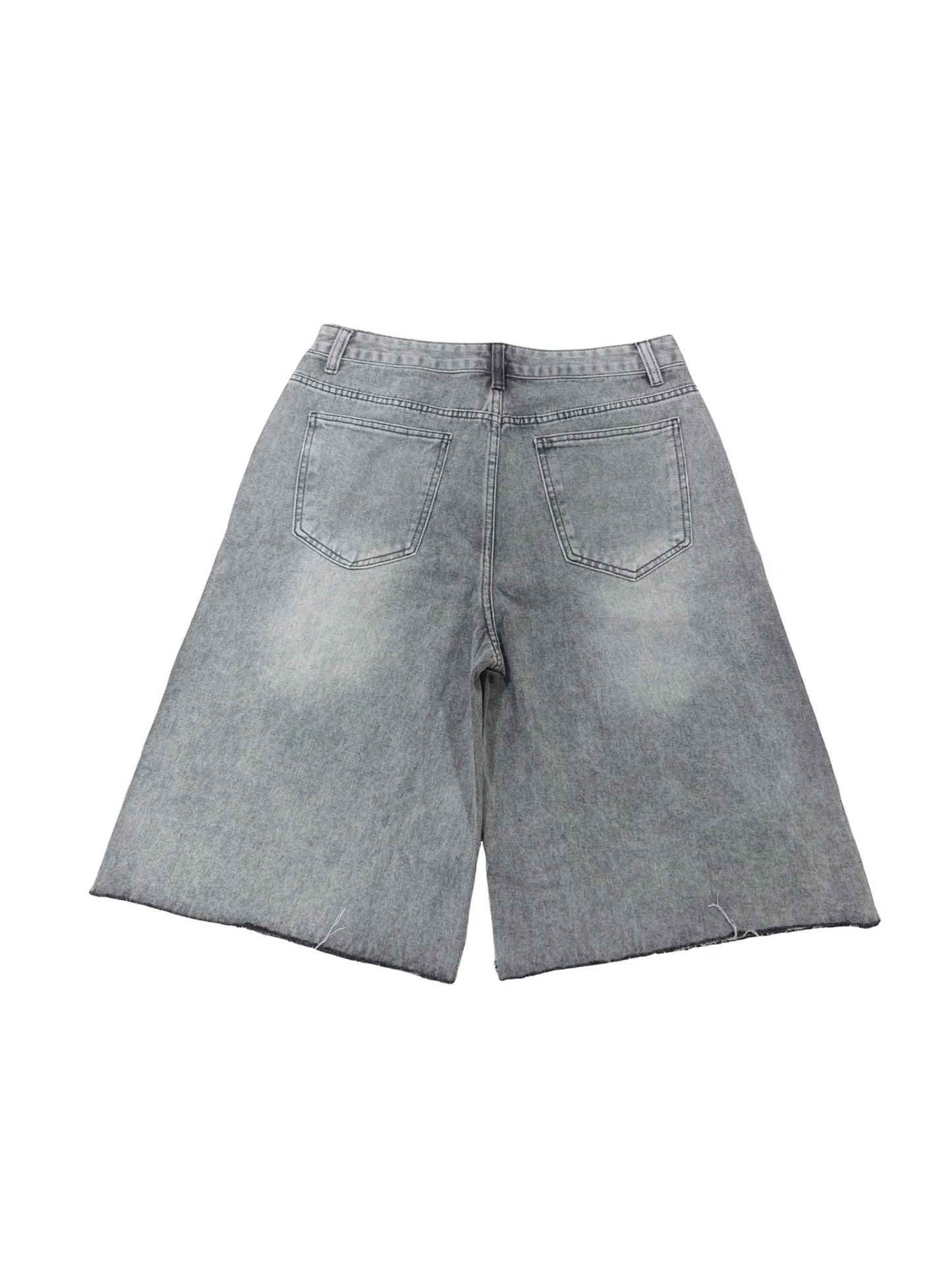 Men s Stylish Knee-Length Denim Shorts with Embroidered Logo and Rhinestone Detailing for Summer Casual Wear