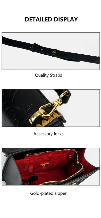 Solid Design Shoulder Bag Dark Letter Embossed Ladies Party Bag Exquisite Luxury Brand Fashion Design Handbag Classic