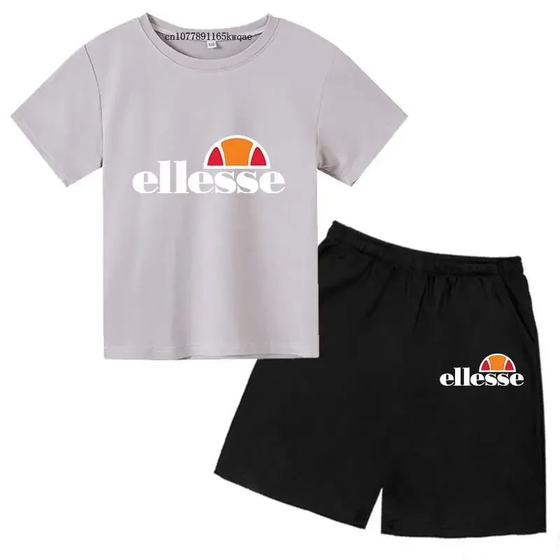 Kids Summer Leisure Letter 2pcs O-neck Short Sleeve T-shirts+Pants Suits 3-13 Years Boys Girls Casual Outfits Children Clothes
