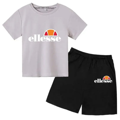 Kids Summer Leisure Letter 2pcs O-neck Short Sleeve T-shirts+Pants Suits 3-13 Years Boys Girls Casual Outfits Children Clothes