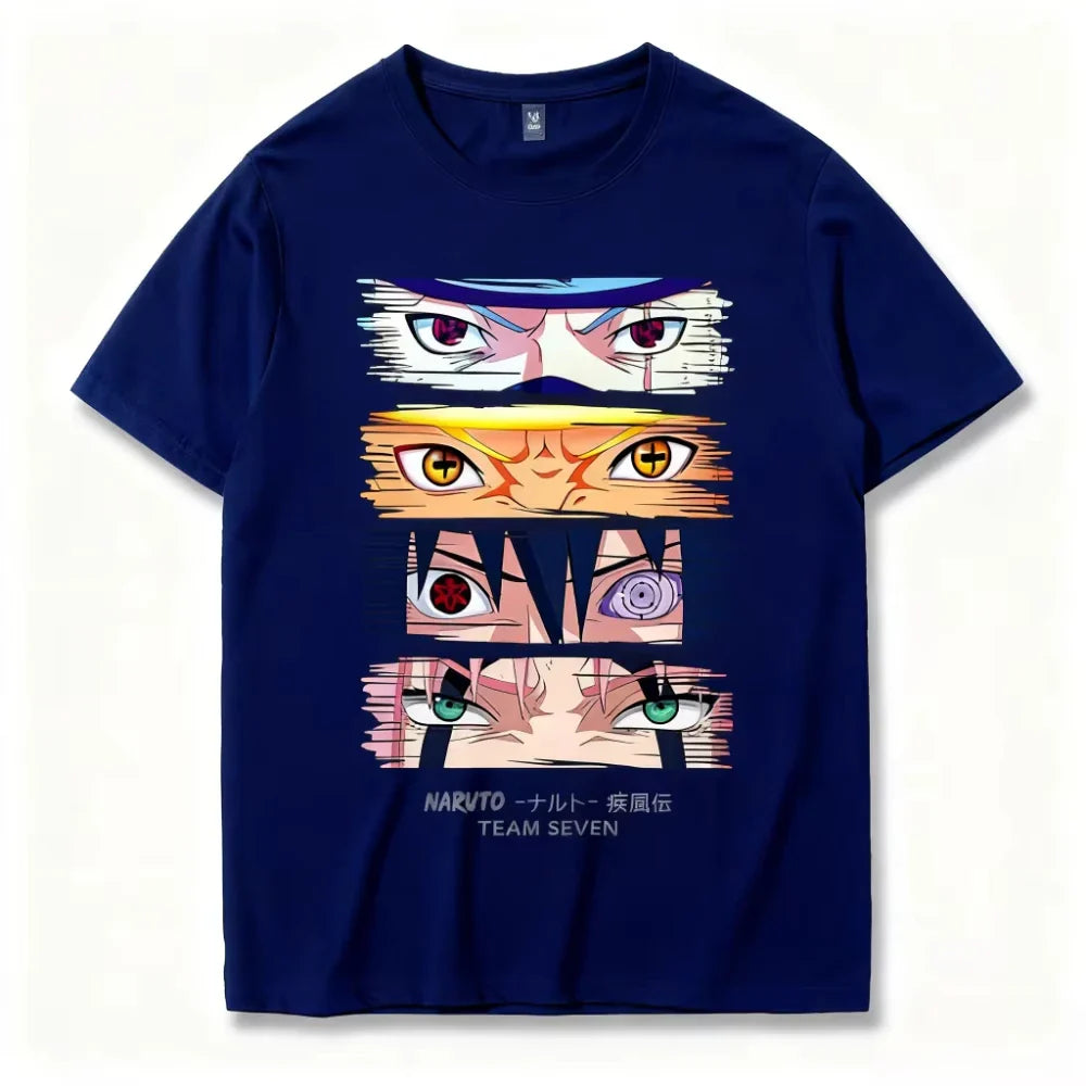 Anime Uzumaki Uchiha Sasuke Haruno Sakura Men's and Women's Summer Printed T-shirts Short Sleeved Cotton Top Base T-Shirt