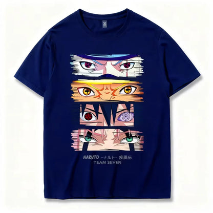 Anime Uzumaki Uchiha Sasuke Haruno Sakura Men's and Women's Summer Printed T-shirts Short Sleeved Cotton Top Base T-Shirt