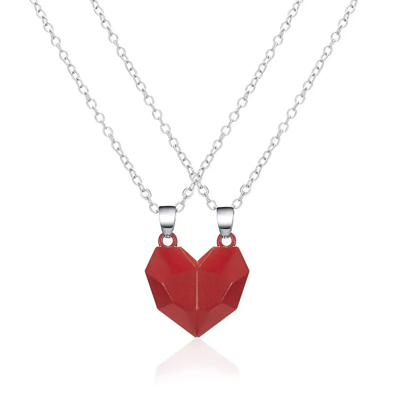 Good Simple Quality Couple Pendant Necklace Electrocardiogram,Magnetic Heart,Pendant Splicing Necklace Valentine's Day Gift