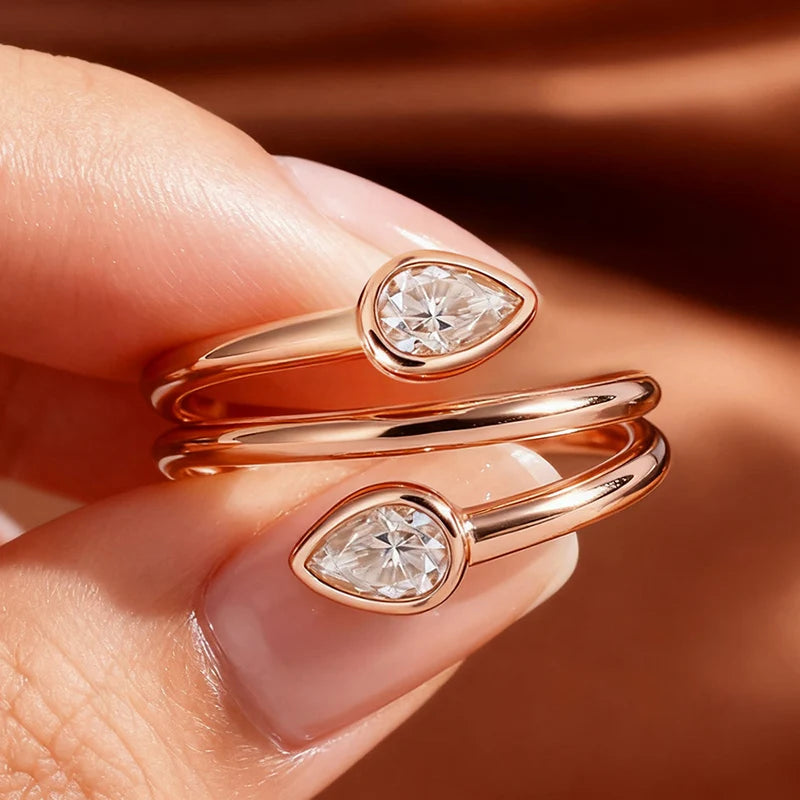 Pear Cut 4*6mm All Moissanite Rings for Women Luxury Quality Wedding Band Lab Diamond Solid 925 Sterling Silver Jewelry