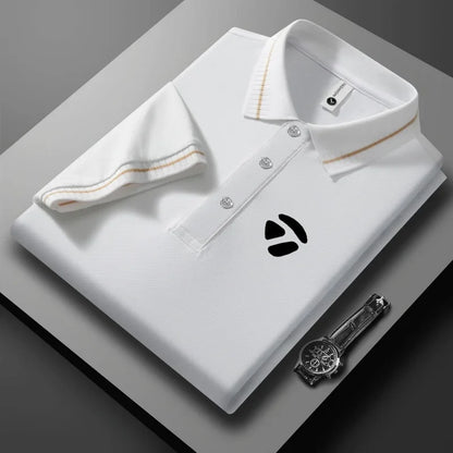 2026 New Men's Polo Collar T-shirt Short Sleeved Casual Sweat Absorbing Breathable T-shirt Men's Top
