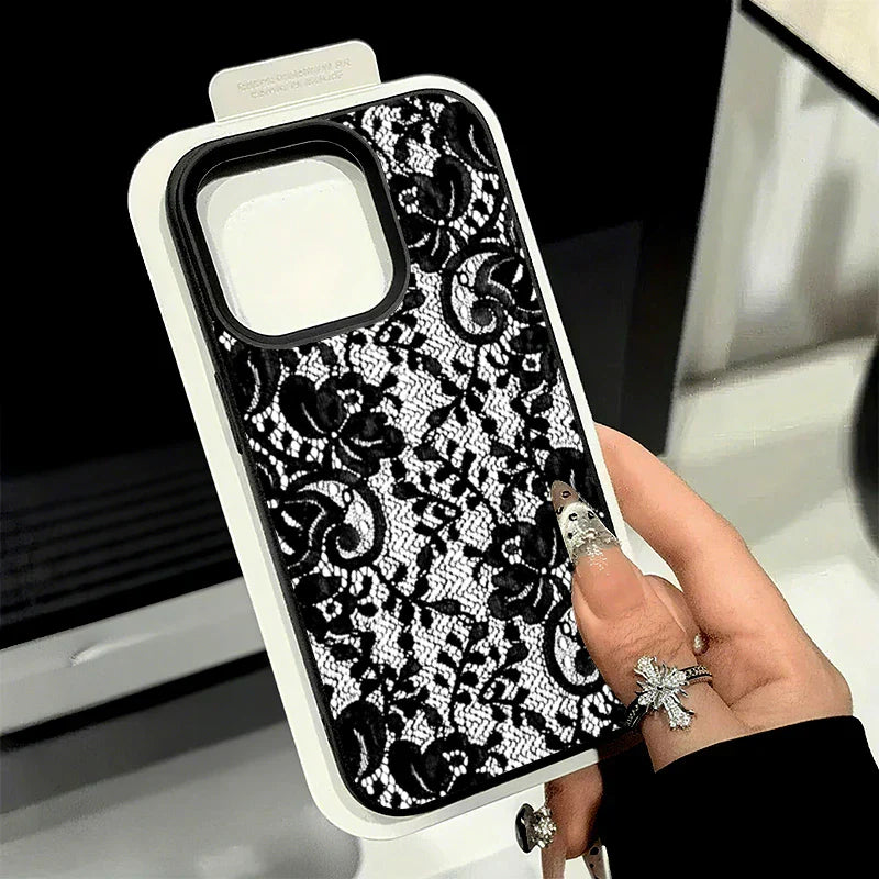 New Style Lace Patterned Lychee Textured TPU Phone Case For iPhone 17 16 15 14 Pro Max 13 12 11 XS X XR 16 Plus 16E 17 Air Cover