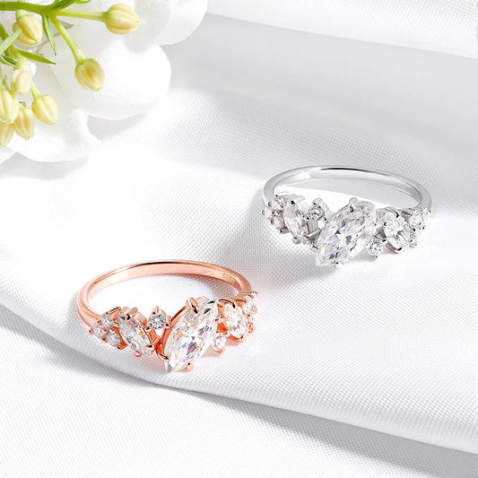 1.84cttw Marquise Cut Moissanite Wedding Ring for Women Luxury Quality Sterling Silver 925 Lab Diamond Band Certified