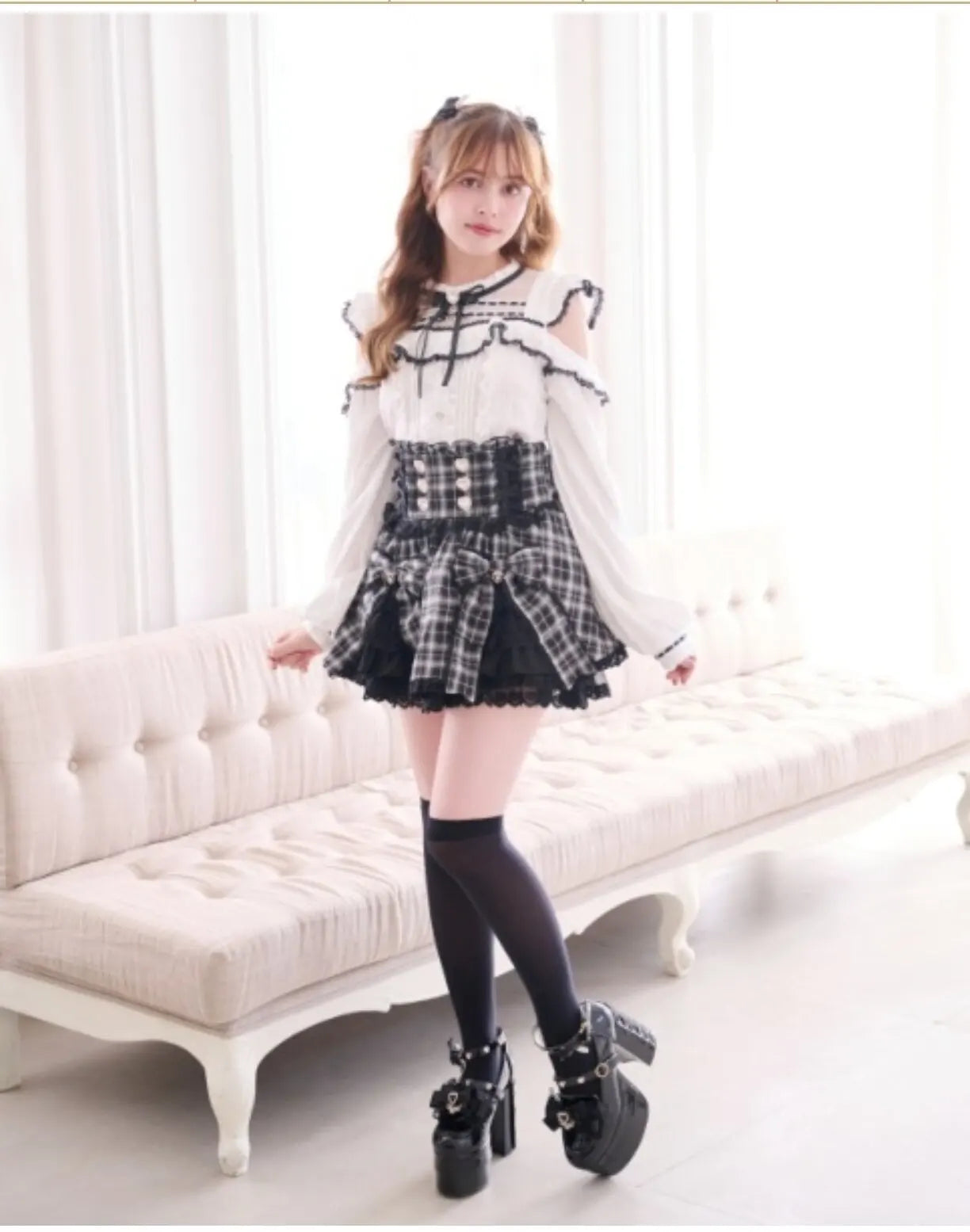 Liz Japanese New 2026 Spring Sweet Girl Heart Buckle Double Bow Lace Patchwork High-waisted Kawaii Elegant Princess Short Skirt