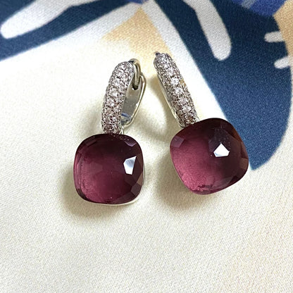 Classic Candy Color Earrings Inlay Transparent Zircon 27Colors Crystal Earrings Platinum Plated Fashion Jewelry For Women