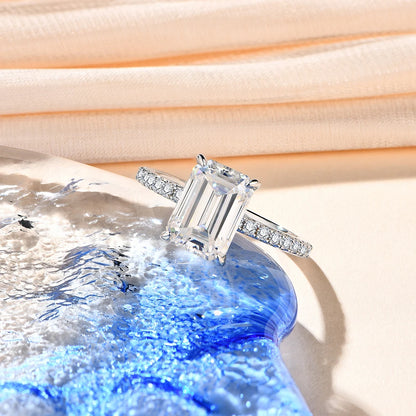 Moissanite Rings Brilliant Cut 3.5CT 925 Sterling Silver Moissanite Pass Diamond Test for Women Weddig Elegant Rings