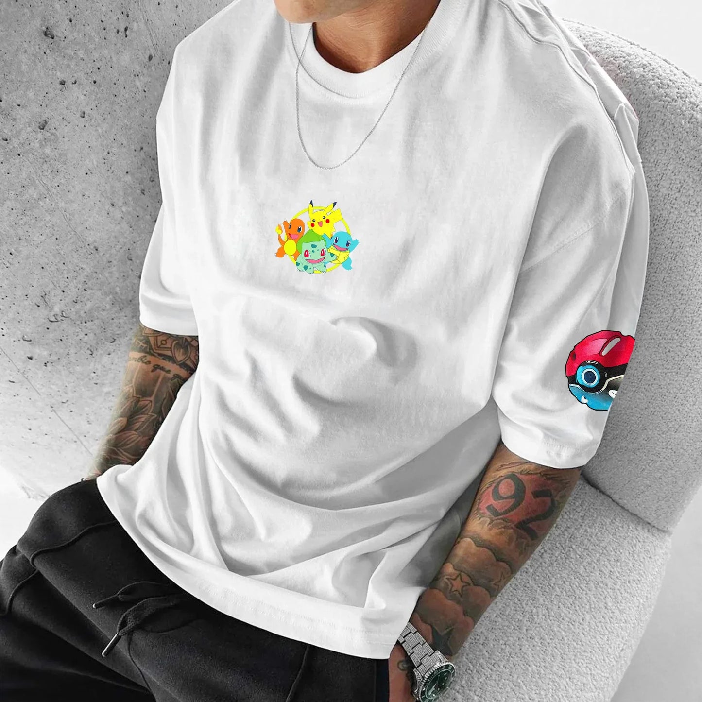 Printing T-shirt Men's Women's 2025 Summer Loose Cotton Street Trend Brand Top