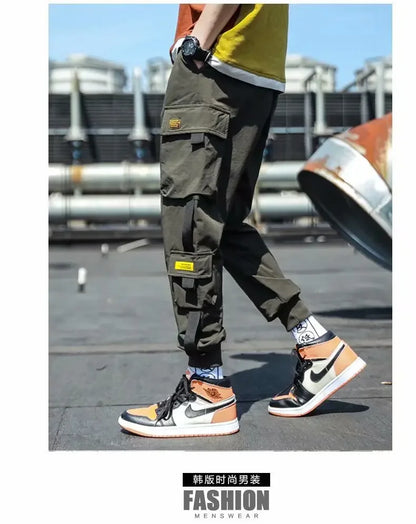 Mens Summer Army Green Loose Pant Joggers Pants Men Cargo Pants Hip Hop Casual Pockets Sweatpants Male Fashion Trousers
