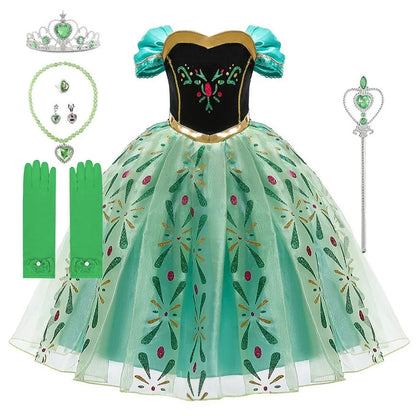 2025 Belle Costume for Girl Carnival Party Princess Dress Children Deluxe Beauty Ball Gown Kids Anna Belle Cosplay Elegant Dress