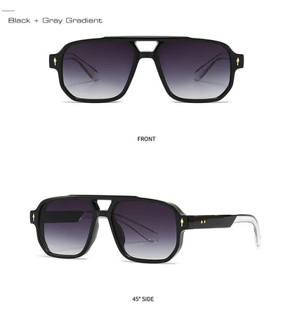 Double Bridges Square Sunglasses Women Gradient Shades UV400 Fashion Brand Designer Rivets Men Sun Glasses