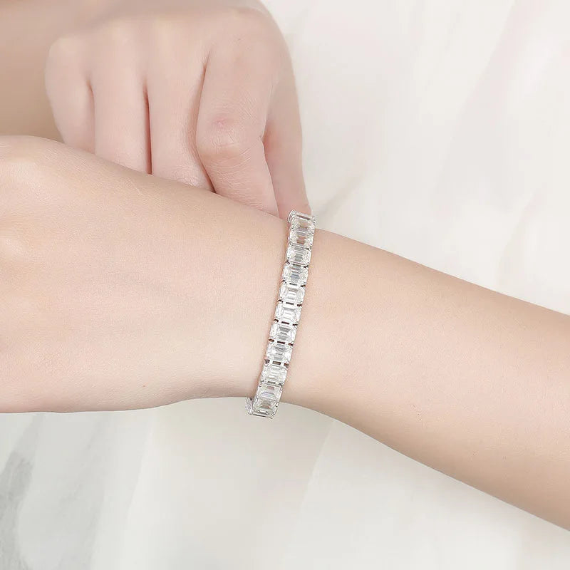 5*7mm 1ct Emerald Cut Moissanite Bracelets For Women Man S925 Silver Lab Diamond Bracelet Wedding Party Fine Jewelry