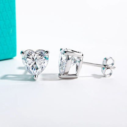 Heart Moissanite Stud Earrings 1cttw-6cttw D Color VVS1 925 Sterling Silver 18k Gold Plated Classic Women's Jewelry