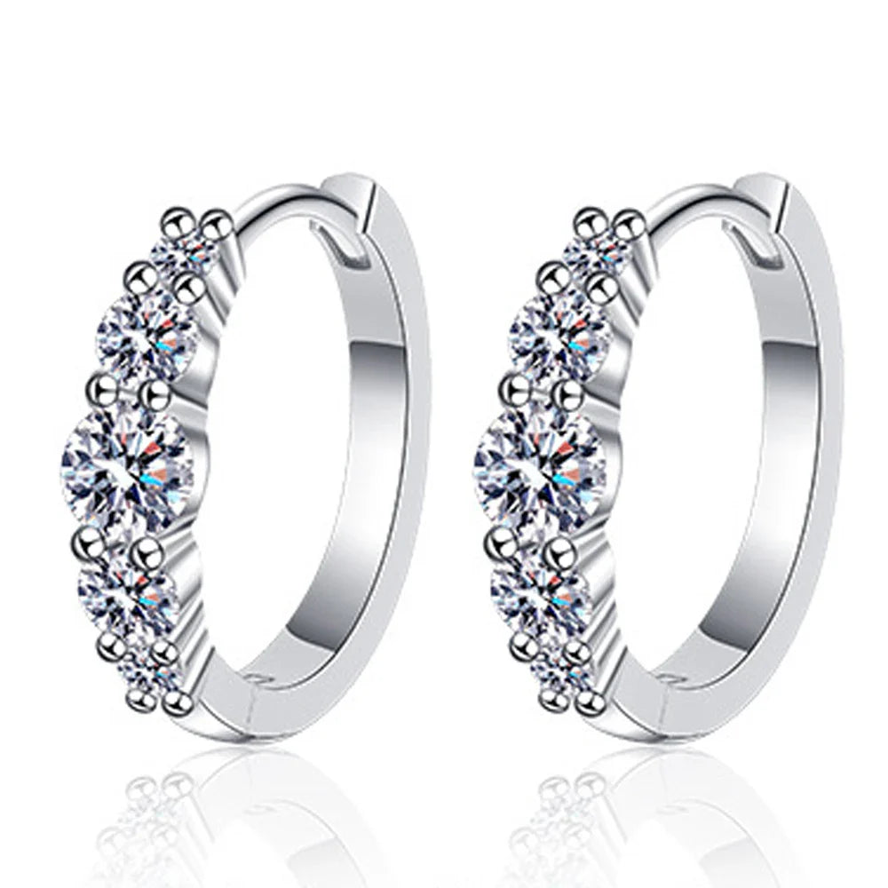 D VVS1 Hoop Moissanite Earrings for Women GRA Certified Brilliant Round Diamond Solid s925 Silver Plated 18k Earring