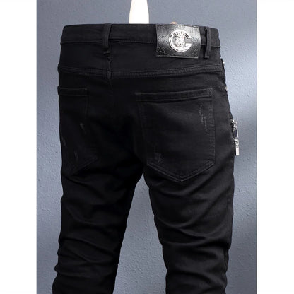 2024 Spring and Autumn New Fashion Black Stretch Straight Leg Jeans Men's Casual Comfort Breathable High-Quality Denim Pants
