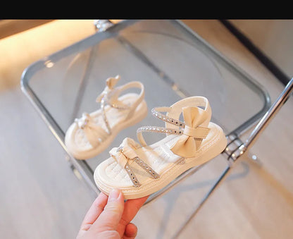 Children Princess Shoes Baby Girls Flat Bling Leather Sandals Fashion Sequin Soft Kids Dance Party Sparkly Shoes Crystal F05214