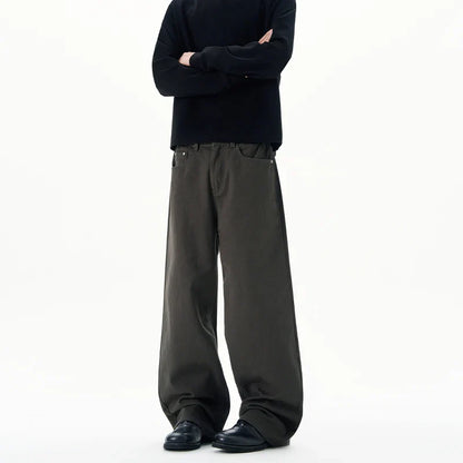 Men Baggy Wide Leg Jeans 100%Cotton Spring Casual Denim Pants Loose Straight Comfort Breathable Fashion Streetwear Male Trousers