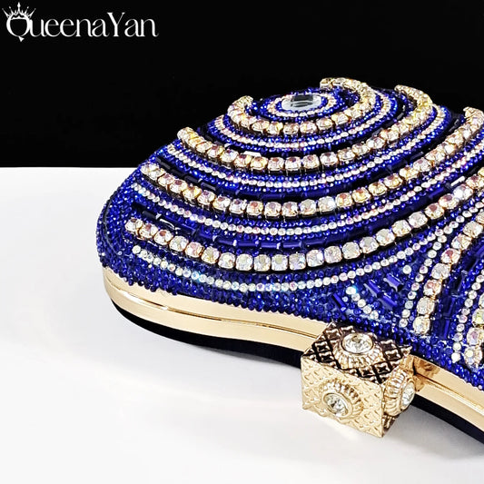 Elegant Nigerian Women's Royal Blue Only Shoes or with Rhinestone Handbag Set - Italian Design for Weddings