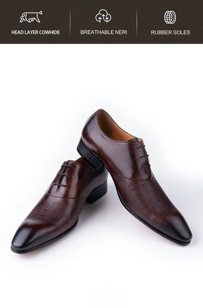 Luxury Men Oxford Shoes High Quality Classic Style Dress Leather Shoes Lace Up Pointed Toe Formal Business Wedding Shoes