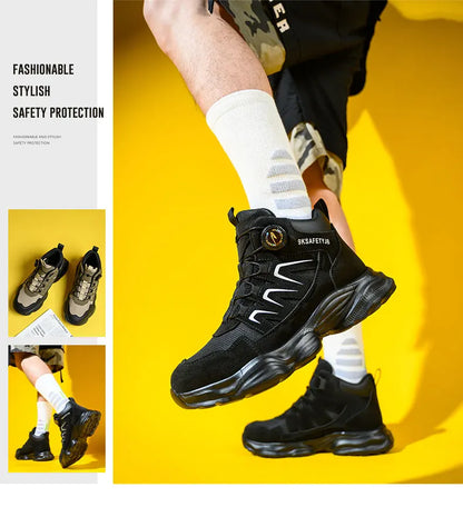 Men's Work Shoes Steel Resistant Anti-Puncture Anti-smash Toe Boots Slip Light Weight Safety Shoes Comfortable Men Shoes 40-46