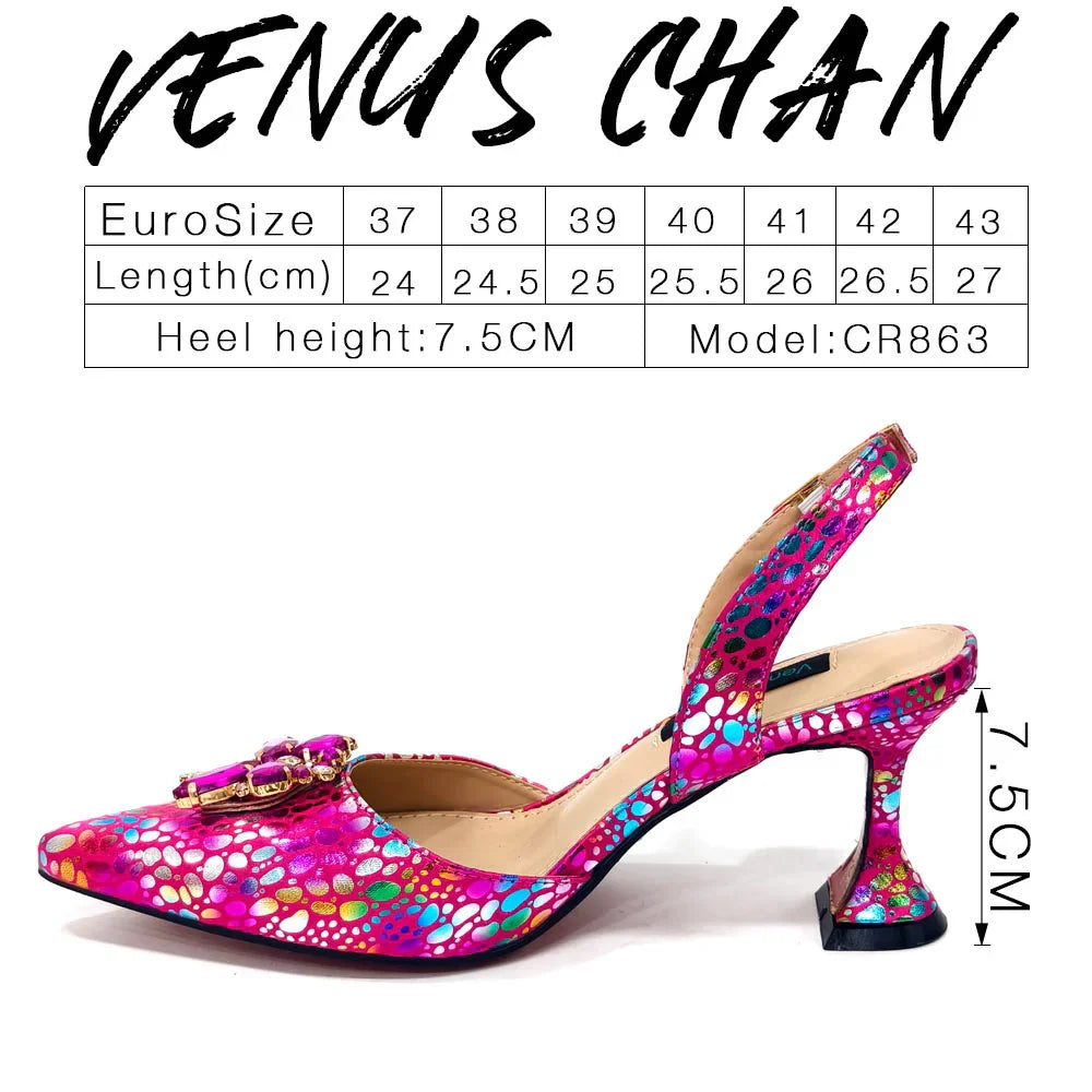 Champagne Color Thin Heels Pointed Toe Crystal Design Ladies Shoes Matching Bag Set For Women Weeding Party Pump