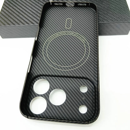 Genuine Aramid Carbon Fiber Mag Safe Magnetic Case For iPhone 17 Pro Max 17Pro Matte Camera Hole Thin Hard Armor Cover