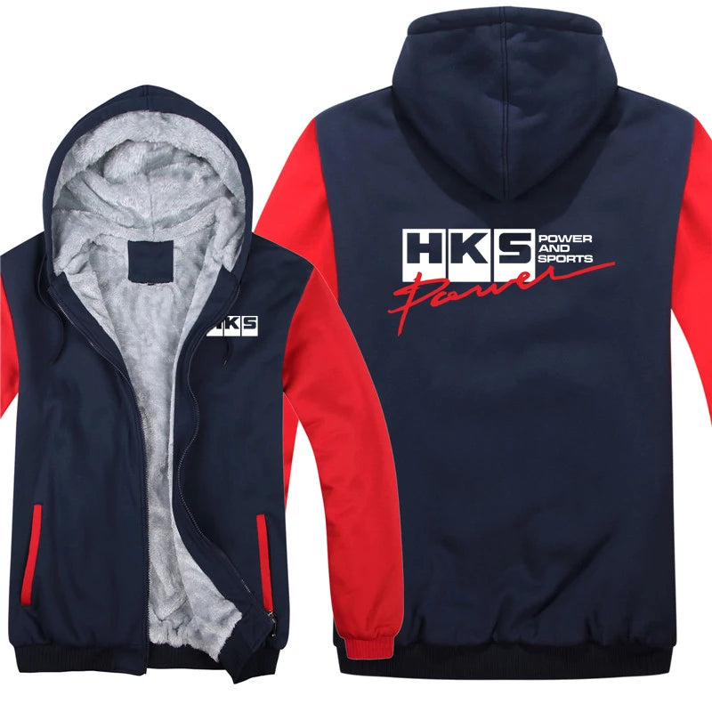 HKS Power and Sports Hoodies Men Streetwear Coat Wool Liner Jacket HKS Sweatshirts Warm Hoody