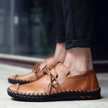 Spring Handmade Leather Men Shoes Casual Sneakers Slip On Loafers Men Driving Soft Leather Shoes Men Hot Sale Zapatillas Hombre