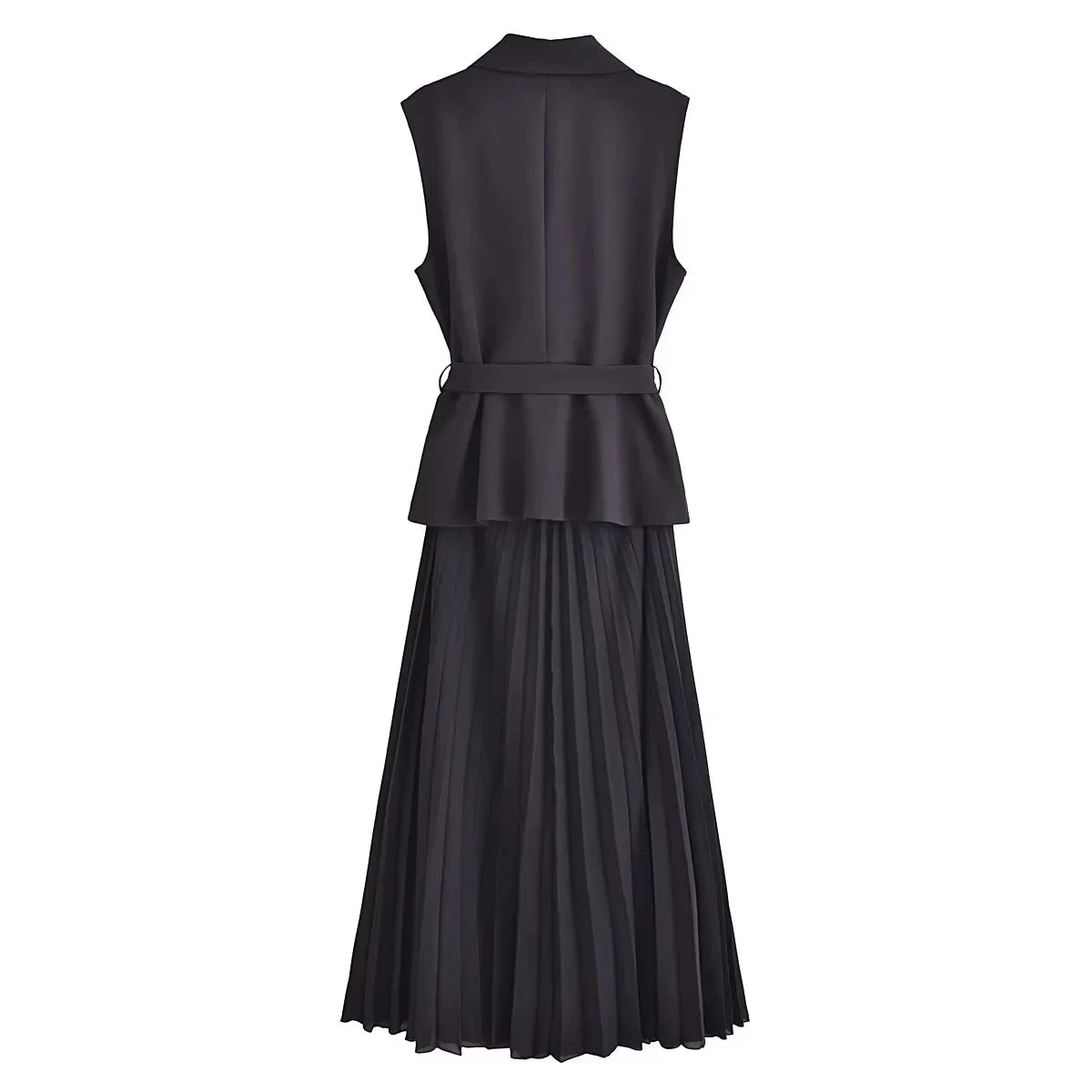 Dress Women Pleated Vests Long Dresses for Women 2024 Sleeveless Office Party Dress Ruched Midi Evening Dresses