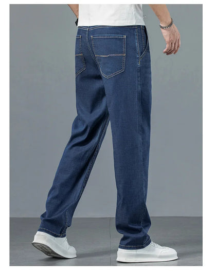 2026 New in Lyocell Fabric Summer Ultra-thin Men's Jeans Soft Drape Loose Straight Casual Denim Pants Street Wide Leg Trousers