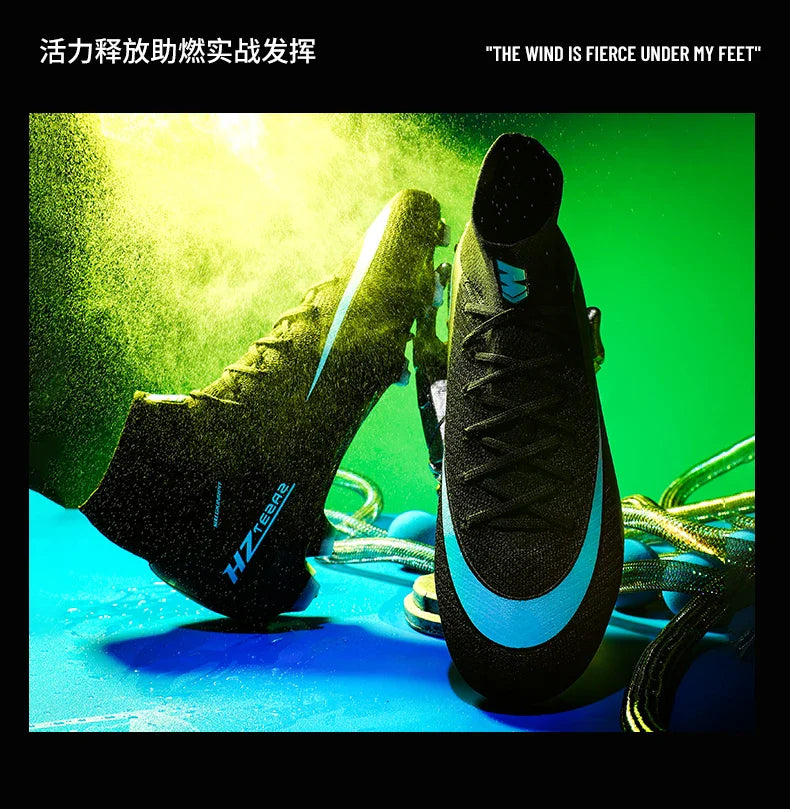 New Men Soccer Shoes Football Boots Cleats Adult Outdoor Breathable Training Sport Long Spikes Boys Non Slip Match Comfortable