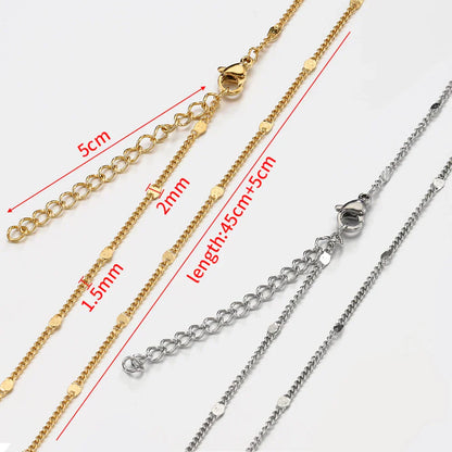 10pcs 5pcs Stainless Steel Bead Chain Necklace Chains for DIY Jewelry Making Findings 45cm+5cm Chain with Lobster Clasps No Fade