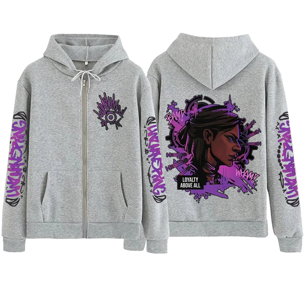 2025 Anime Arcane Vi Zipper Hoodie Harajuku Pullover Tops Long Sleeve Loose Casual Sweatshirts