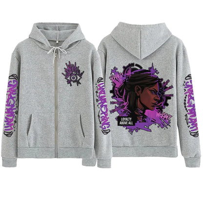 2025 Anime Arcane Vi Zipper Hoodie Harajuku Pullover Tops Long Sleeve Loose Casual Sweatshirts